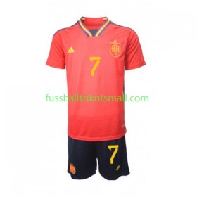 Fußballtrikots Spanien Alvaro Morata 7 Kinder FIFA WM 2022 Kurzarm Heimtrikotsatz kaufen